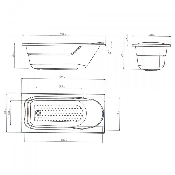 Ванна акриловая 1Marka MILA 01мил1670 160x70 см.  Ванна акриловая 1Marka MILA 01мил1670 160x70 см.