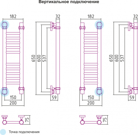 Полотенцесушитель водяной Сунержа БОГЕМА+ 00-0220-6015 600х150 