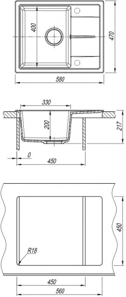 Мойка кухонная из литьевого мрамора Dr. Gans НИКА 580 25.070.B0580.406 58*47 см. терракота