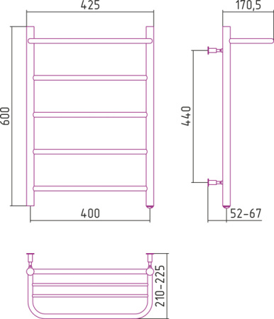 Полотенцесушитель электрический Стилье №30 00530-6040 600х400 