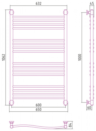 Полотенцесушитель водяной Сунержа ФЛЮИД+ 00-0222-1060 1000х600 