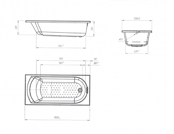 Ванна акриловая 1Marka LILY 01лил1570 150x70 см.  Ванна акриловая 1Marka LILY 01лил1570 150x70 см.
