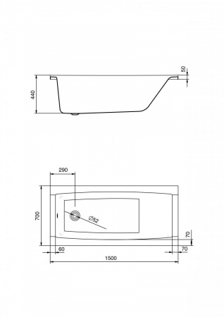 Ванна акриловая Santek САНТОРИНИ 1.WH30.2.497 150x70 см. 