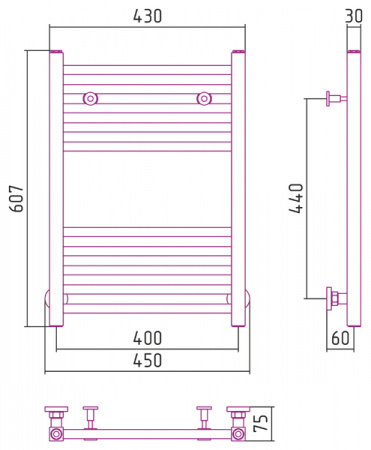 Полотенцесушитель водяной Сунержа МОДУС 00-0250-6040 600х400 