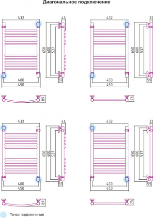 Полотенцесушитель водяной Сунержа БОГЕМА+ 00-0220-6040 600х400 
