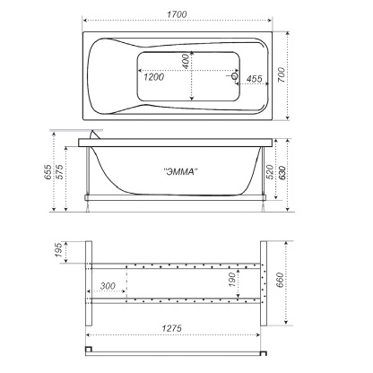 Ванна акриловая Triton ЭММА  170x70 см.  Ванна акриловая Triton ЭММА  170x70 см.