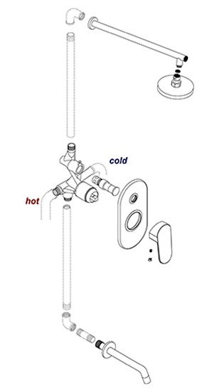 Смеситель WasserKRAFT ALLER 10641 для ванны и душа  Смеситель WasserKRAFT ALLER 10641 для ванны и душа