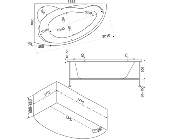 Ванна акриловая BAS ЛАГУНА В 00020 170x110 см. правая  Ванна акриловая BAS ЛАГУНА В 00020 170x110 см. правая