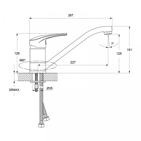 Смеситель IDDIS CARLOW PLUS CRPSB00i05 для кухонной мойки  Смеситель IDDIS CARLOW PLUS CRPSB00i05 для кухонной мойки