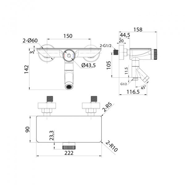 Смеситель IDDIS SHELFY SHEBLBTi02WA для ванны и душа  Смеситель IDDIS SHELFY SHEBLBTi02WA для ванны и душа