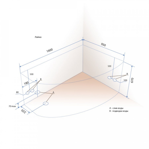 Ванна акриловая Triton ЛАЙМА  160x95 см. левая 