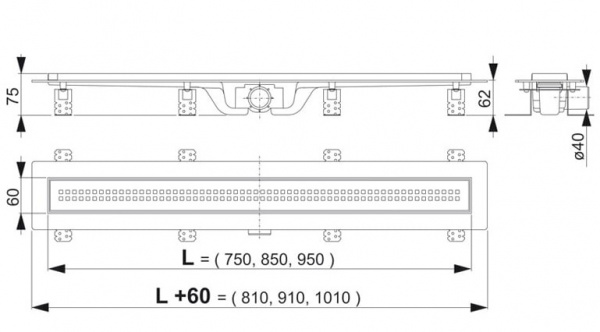Душевой канал Alcaplast  APZ9-950M с решеткой 
