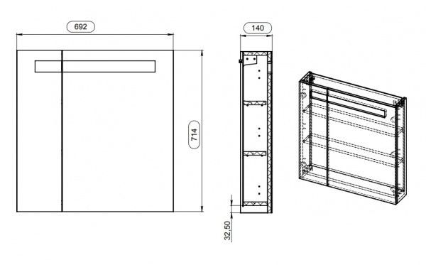 Зеркальный шкаф Cersanit MELAR SP-LS-MEL70-Os   Зеркальный шкаф Cersanit MELAR SP-LS-MEL70-Os