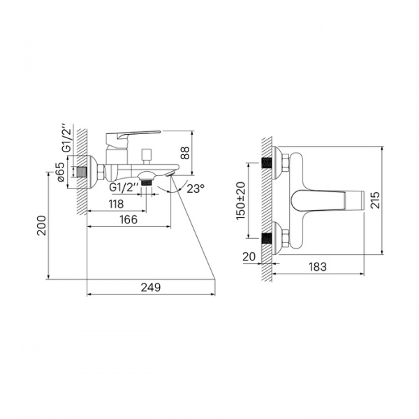 Смеситель IDDIS EDIFICE EDISB00i02WA для ванны и душа  Смеситель IDDIS EDIFICE EDISB00i02WA для ванны и душа